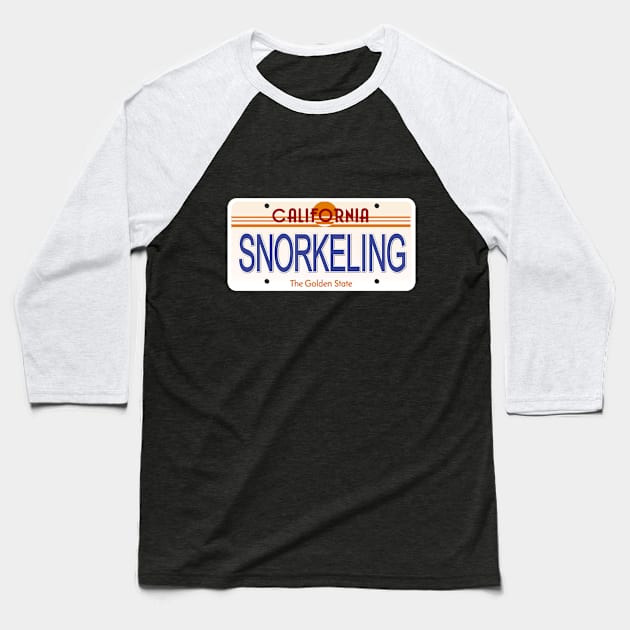 Snorkeling California State License Plate Baseball T-Shirt by Mel's Designs